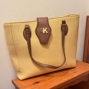 Yellow & Brown Tote Bag - Women's purse Anne Klein — with wallet